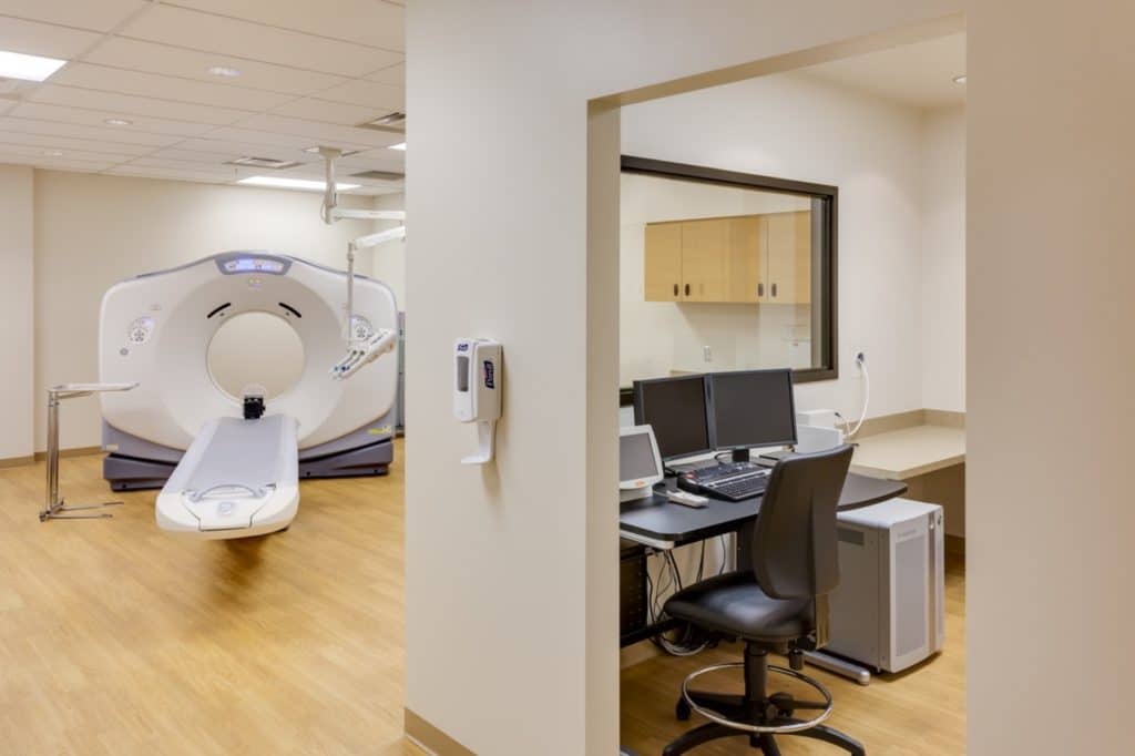 hospital exam room for cat scans and MRIs