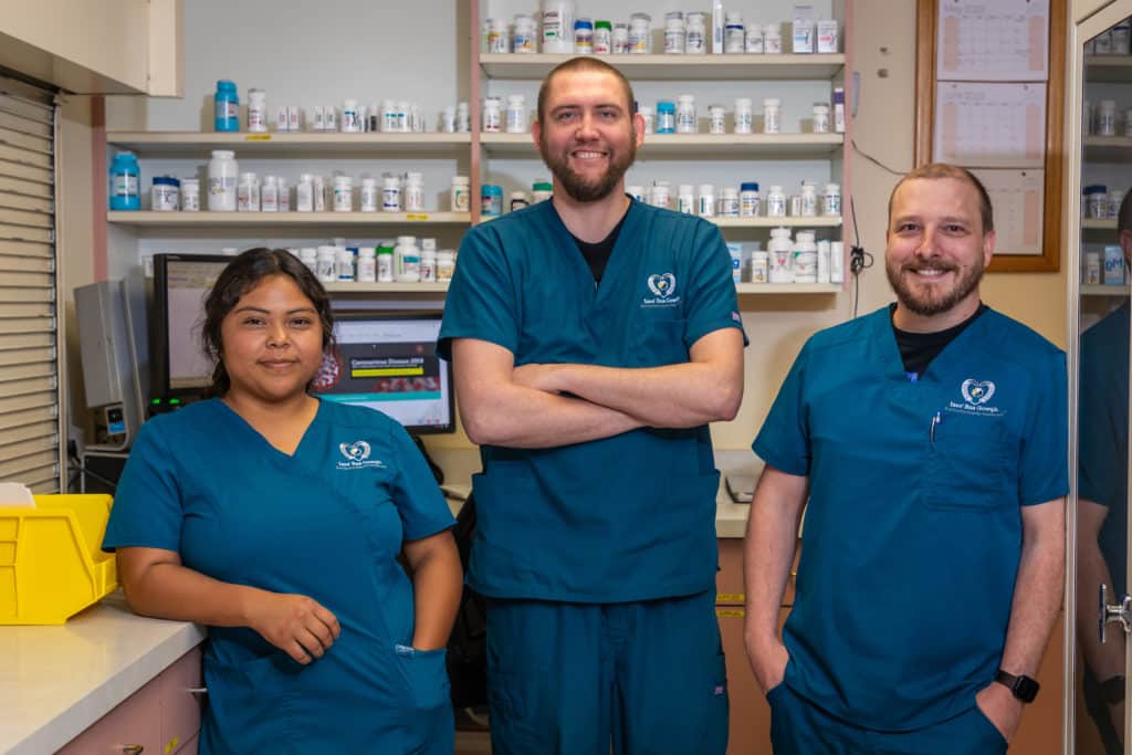 Three pharmacists standing